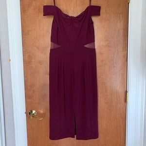 Xscape Dresses - Xscape Off-the-shoulder Plum Dress Xscape Dresses - Xscape Off-the-shoulder Plum Dress